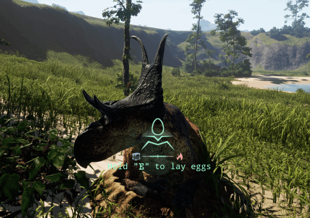 A Diabloceratops nesting in The Isle Evrima